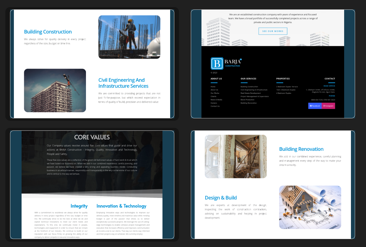 Barja Construction inner pages