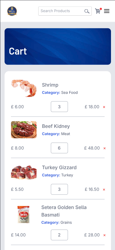 Mobile cart view empty state